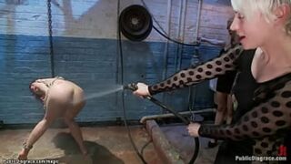 Mastermistress Lorelei Lee restrains Brunette Bianca Stone, touches her up, then makes her urinate in a public shower🚿 te]