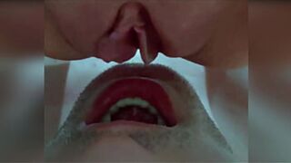 Master takes control, submissive drinks and swallows her own urine
