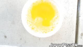 Japanese nympho tracks her pee flow during wild sessions