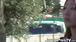 Dirty pervert films shy Japanese girls peeing outdoors