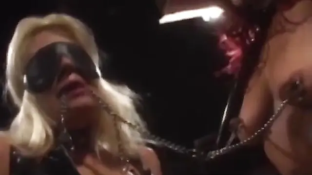 PussyCatsLatex com - Redhead domina′s big dildo training for lesbian sub