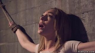 Blind date goes wrong for brunette beauty Lily LaBeau who finds herslef in dark dungeon and rope bondage then master Xander Corvus anal fucks her hard