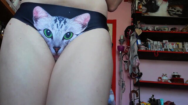 Hairy hottie shows off her panty bush on webcam