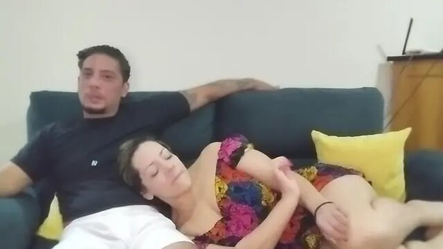 Erect and excited watching MILFs' anal adventure