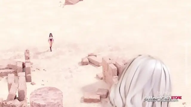 Blonde Angel Big Boobs Futzing In The Desert 3D Animation