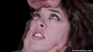Derrick Pierce spies on his curvy brown-haired stepsister's lesbian encounter and joins for some rough anal👌 action